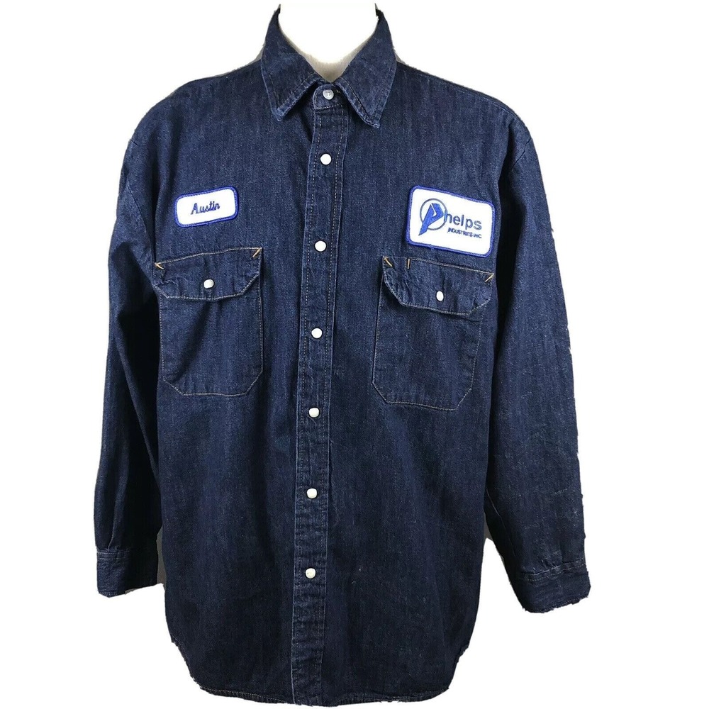 Phelps Industries Mechanics Work Uniform Men's XL Regular Pearl‎ Snaps Hobo Chic